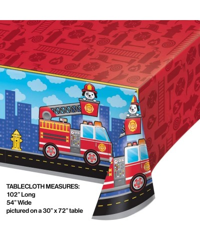 Flaming Fire Truck Party Supplies Pack (Serves-16) Dessert Plates Beverage Napkins Cups and Table Cover with Birthday Candles...