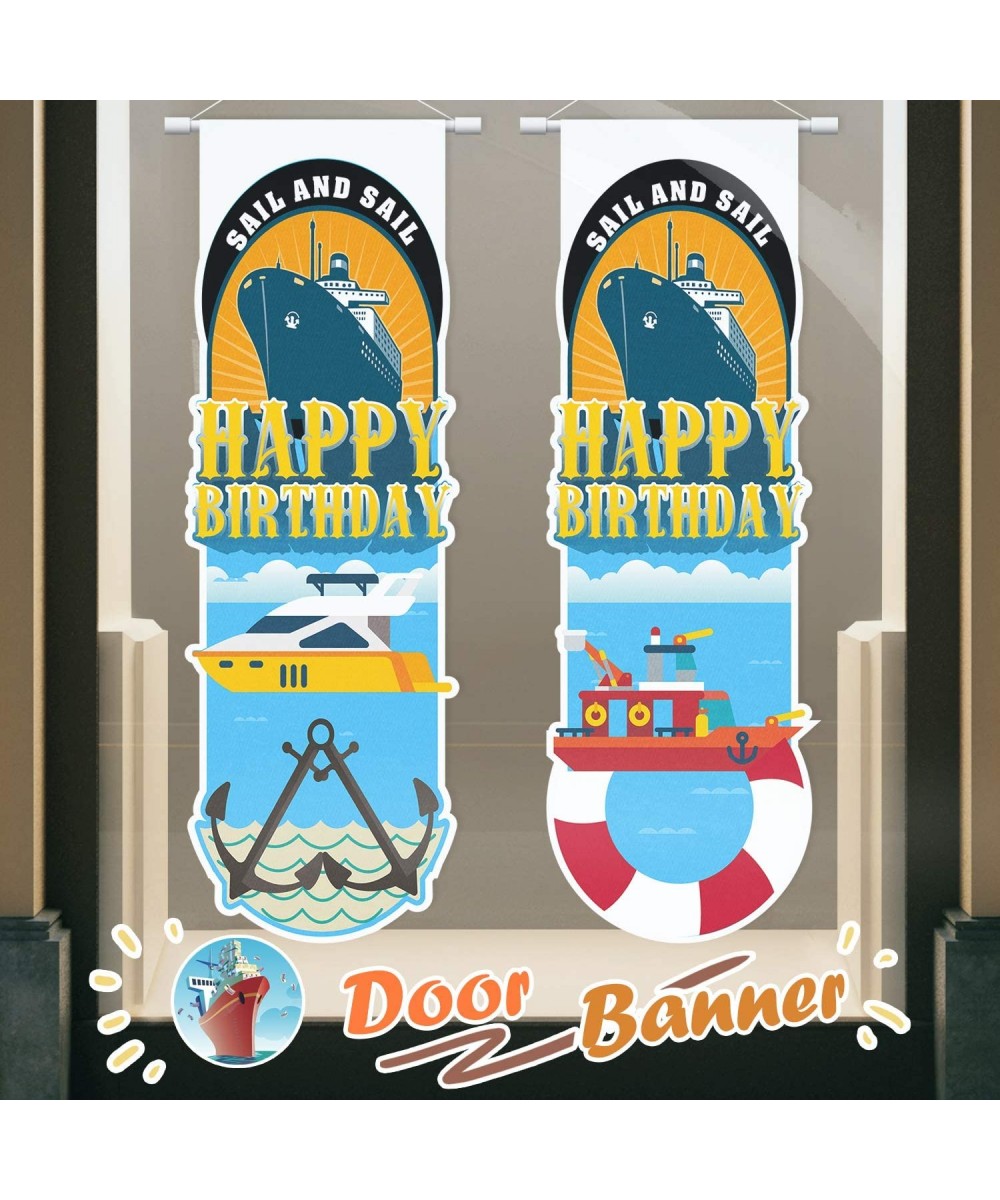 Cruise Ship Happy Birthday Door Banner Ocean Sea Themed Hanging Yard Porch Sign Party Decorations Supplies - C519EH5IH9I $9.2...