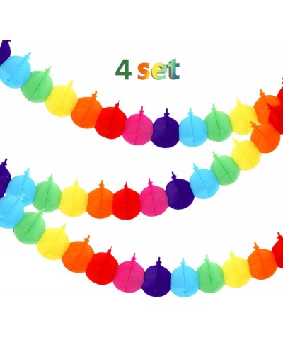4 Pcs Rainbow Balloon Shape Garland Banner-Colorful Tissue Paper Hanging Garland for Birthday Baby Shower and Party Hanging D...