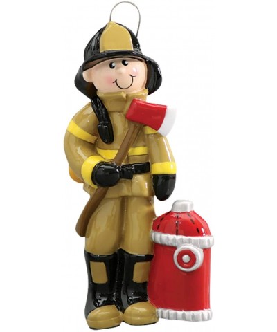 Personalized Fireman Christmas Tree Ornament 2020 - Firefighter Male Brown Uniform Axe Red Hydrant Incident Emergency Rescue ...