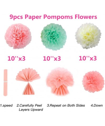 91 Pieces Birthday Party Decorations-Pink And Mint Green Birthday Party Supplies For Women-Happy Birthday Banners-Pom Poms Fl...