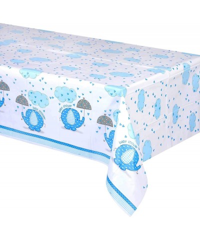 Blue Elephant Boy Baby Shower Plastic Tablecloth- 84" x 54 - Blue - CM11CGFQ4F9 $7.17 Tablecovers