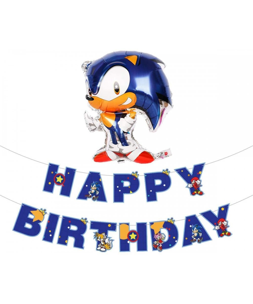 Popular Video Game Sonic the Hedgehog Happy Birthday Banner and Sonic Balloon- Video Game Party Supplies Happy Birthday Bunti...
