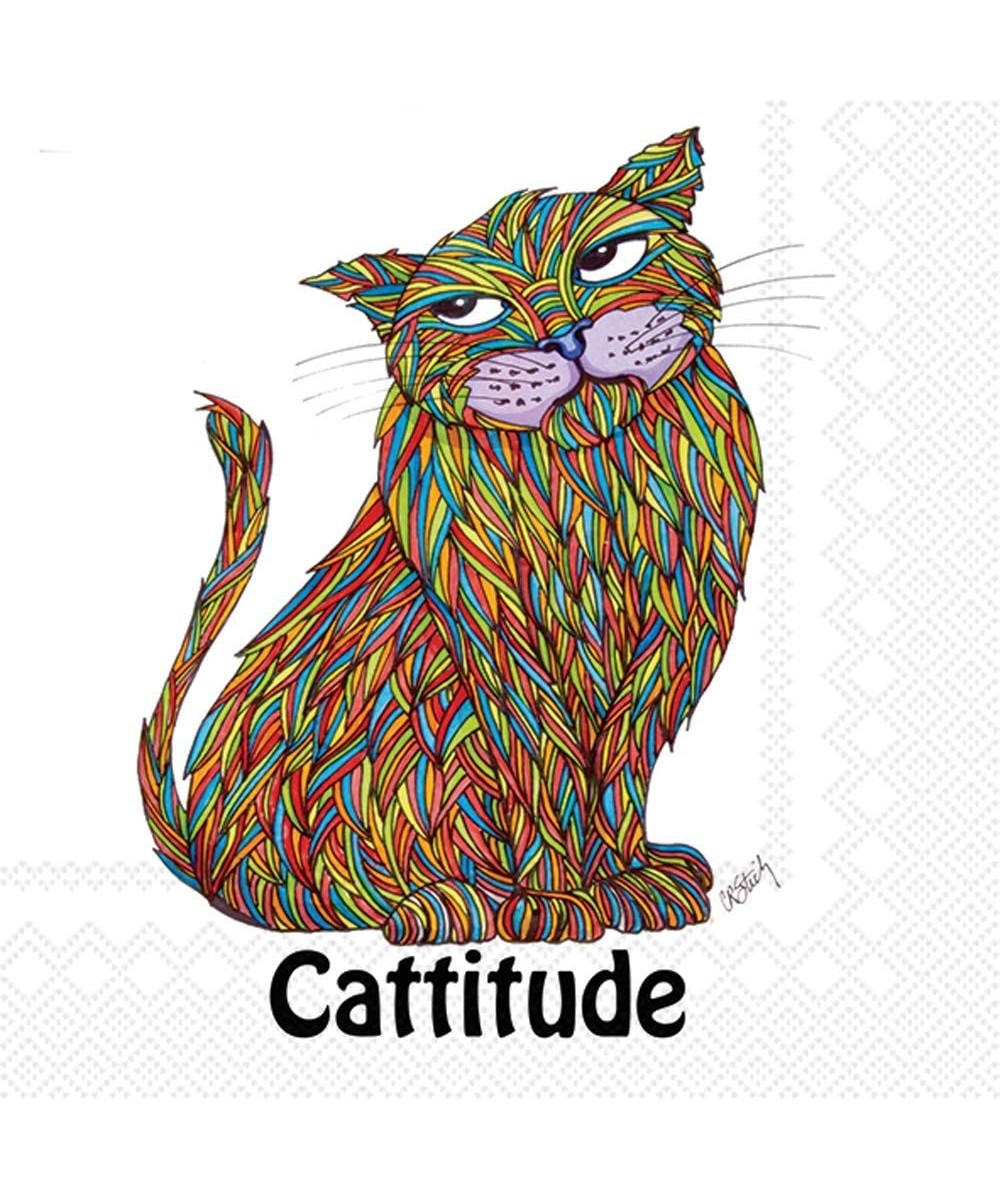 Cocktail Beverage Paper Napkins- 5 x 5-Inches- Cattitude - CG18OEQ52IQ $5.08 Tableware