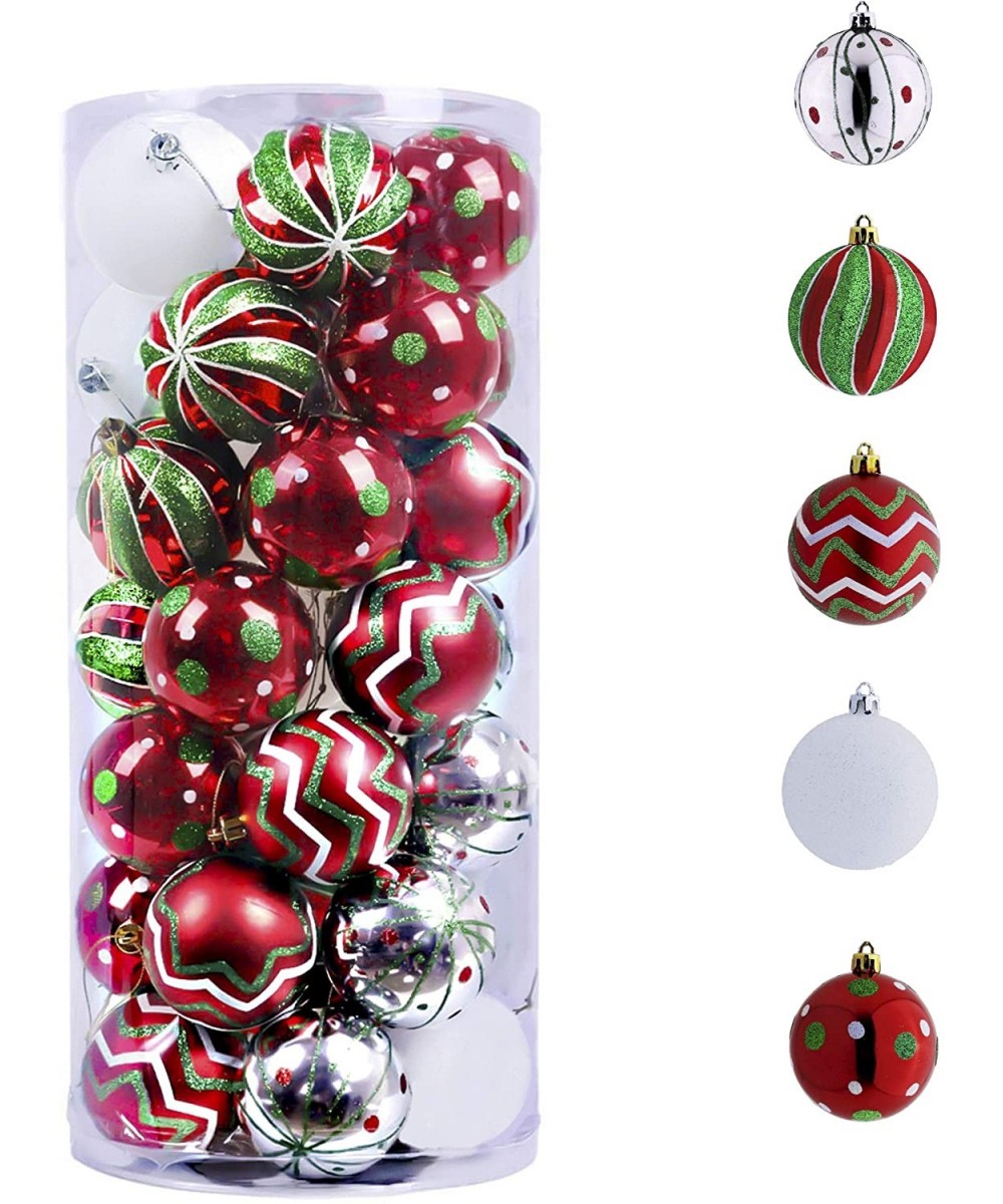 35ct 70mm Classic Collection Splendor Red Green White Christmas Ball Ornaments- Shatterproof Xmas Balls for Christmas Tree De...