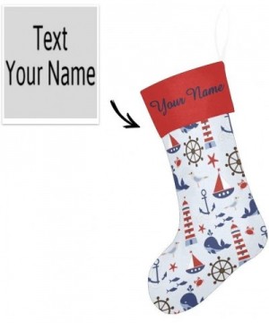 Christmas Stocking Custom Personalized Name Text Nautical Anchor Lighthouse for Family Xmas Party Decor Gift 17.52 x 7.87 Inc...
