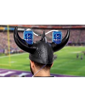Viking Drinking Helmet Guzzler- 2 Soda Can Holders - Funny Cap Sport Events- Parties- Games - Adjustable Fits 16" - 24" Heads...