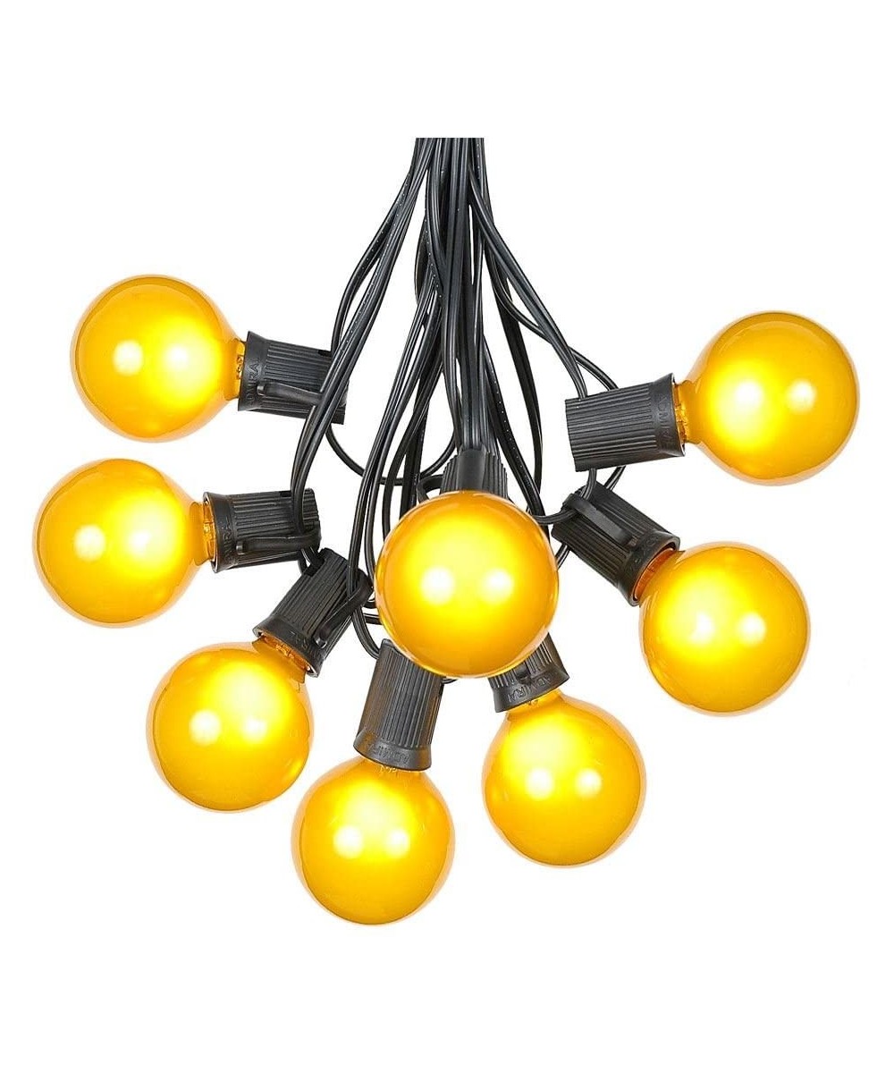 G50 Patio String Lights with 25 Yellow Globe Bulbs - Outdoor String Lights - Market Bistro Café Hanging String Lights - Patio...