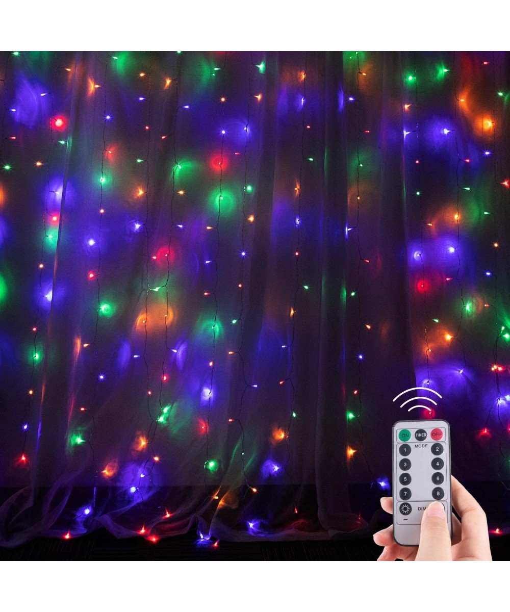 Hanging Window Curtain Lights 9.8 Feet Dimmable- Connectable with 300 LED- Remote- 8 Lighting Modes- Timer for Bedroom Wall P...