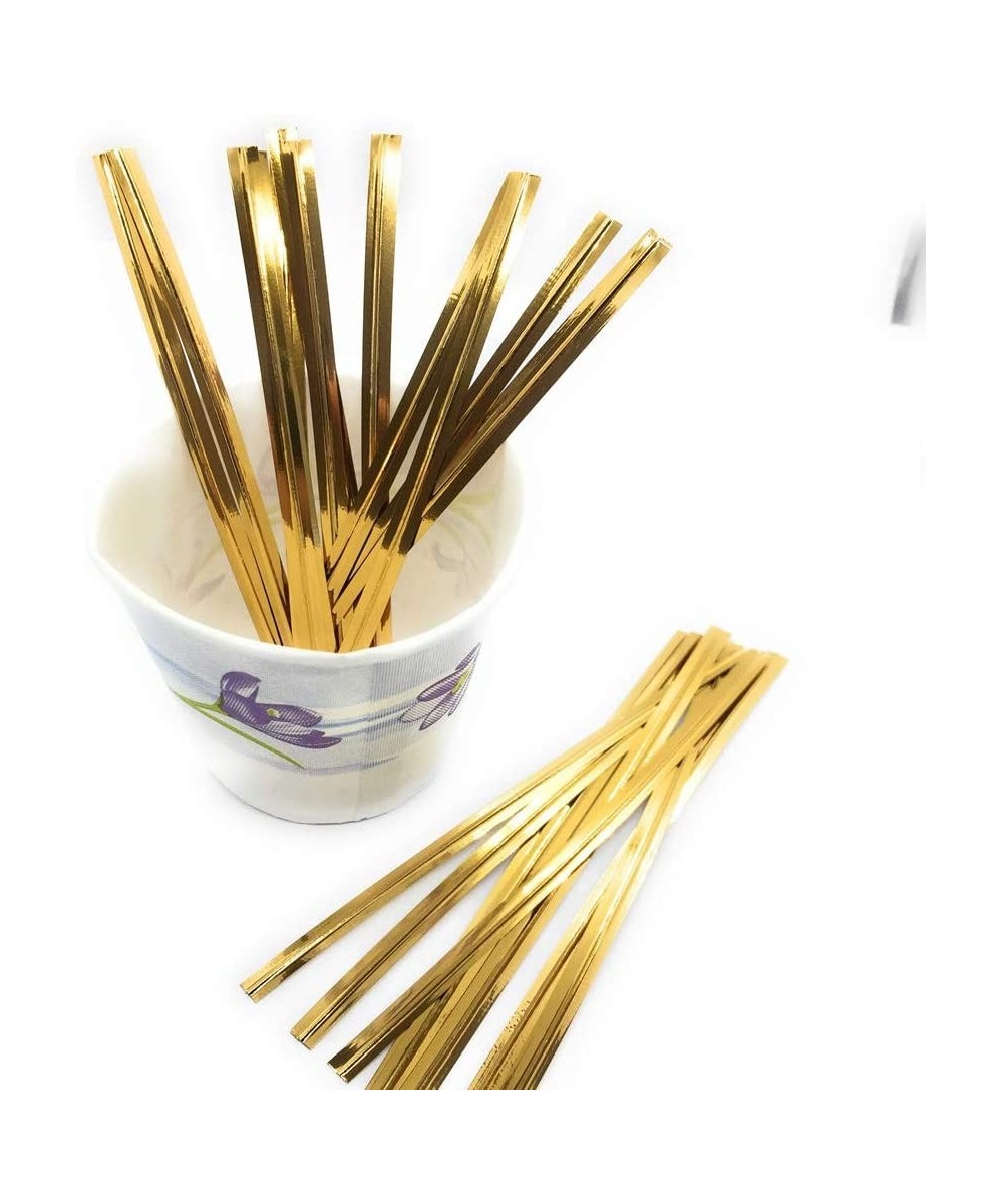 100pcs 6" Gold Metallic Twist Ties to Seal Homemade Lollipops- or to Decorate Floral Bouquets and Favor Boxes. - Gold - Gold ...