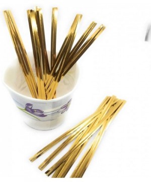 100pcs 6" Gold Metallic Twist Ties to Seal Homemade Lollipops- or to Decorate Floral Bouquets and Favor Boxes. - Gold - Gold ...