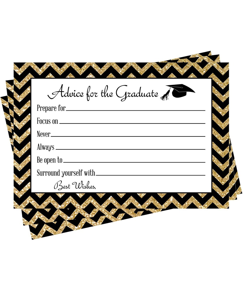 Graduation Advice Cards for the Graduate- Set of 25 - Party Games for High School or College Grad - Class of 2020 Gold and Bl...