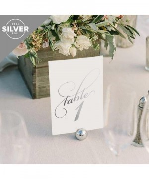 Silver Foil Wedding Table Numbers- Double Sided 4x6 Calligraphy Design- Numbers 1-25 and Head Table Card Included - CK18CE5XO...