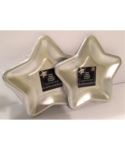 Star Shaped 9.6 Inch Foil Paper Party Plates- Set of 24 (Silver) - Silver - CH124PXNIPX $9.46 Tableware