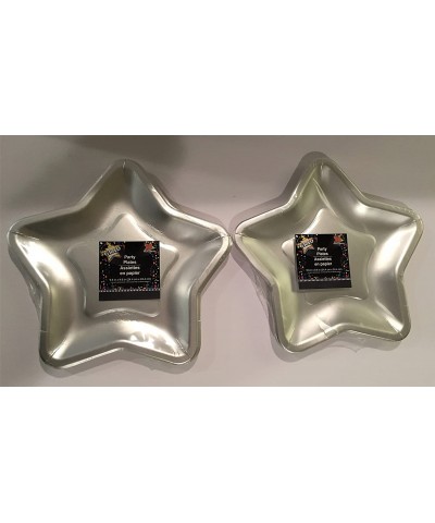 Star Shaped 9.6 Inch Foil Paper Party Plates- Set of 24 (Silver) - Silver - CH124PXNIPX $9.46 Tableware