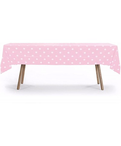 Table Cloth- 12 Pack- Pink Polka Dot- 54" x 108"- Rectangular Waterproof Plastic Tablecloth- Reusable Heavy Duty Polyester Ta...