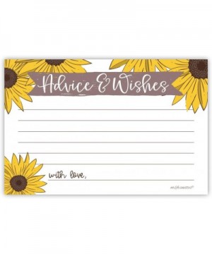 Sunflower Advice and Wishes Cards (50 Pack) Any Occasion - Bridal Shower- Wedding Guest- Baby Shower- Birthday or Anniversary...