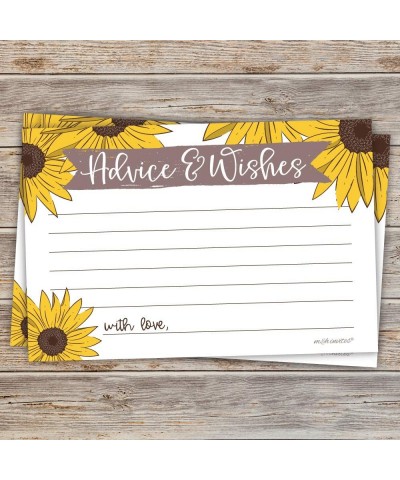 Sunflower Advice and Wishes Cards (50 Pack) Any Occasion - Bridal Shower- Wedding Guest- Baby Shower- Birthday or Anniversary...