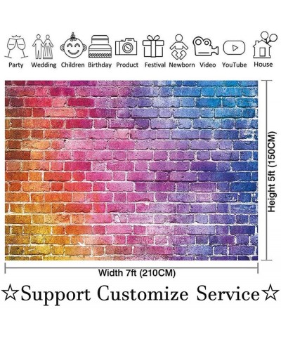 7x5ft Colorful Brick Wall Photography Background Graffiti Brick Photo Backdrop Kids Birthday Party Banner Children Cake Smash...