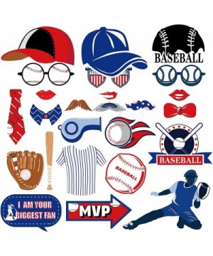 25CT Baseball Photo Booth Props with Stick-Handball Selfie Props-Baseball Match Themed First Birthday Party Supplies-Ball Spo...