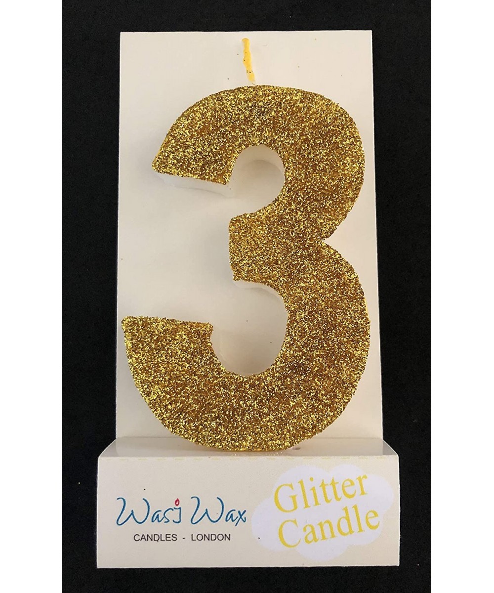 Ultra Sparkle Gold Glitter Birthday Number 3 Candle - Cake Topper - 3.25" (8.25cm) - Nr 3 - 3 - CN19299LK36 $6.95 Birthday Ca...