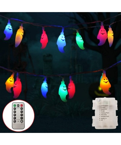 Halloween String Lights- 30 LEDs Ghost Light with Remote- 8 Lighting Modes- Timer and Dimmable- Battery Powered Waterproof LE...