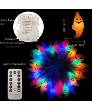 Halloween String Lights- 30 LEDs Ghost Light with Remote- 8 Lighting Modes- Timer and Dimmable- Battery Powered Waterproof LE...