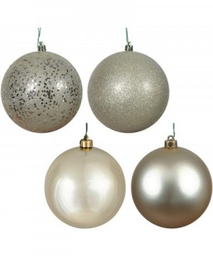 6" Champagne 4 Finish Ball Ornament 4 per Box - Champagne - CY11PRJXEG3 $28.06 Ornaments