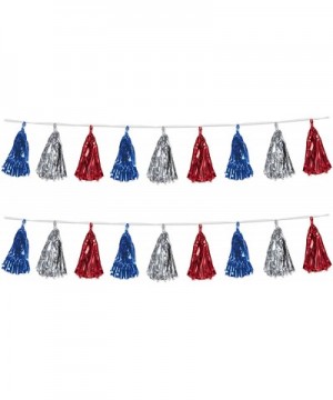 2 Piece Metallic Tassel Garlands- 9.75" x 8'- 9.75" x 8'- Red/Silver/Blue - CG12O7WBW0Z $7.18 Streamers