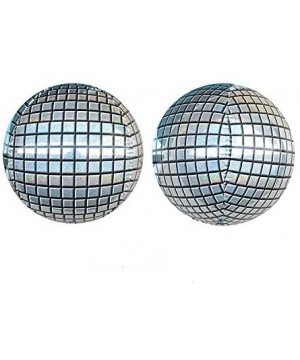 Holographic Silver Laser Disco Ball Balloon Hangable 4 Count 16" 4D Large Inflatable Sphere Aluminum Foil Balloon Mirror Meta...