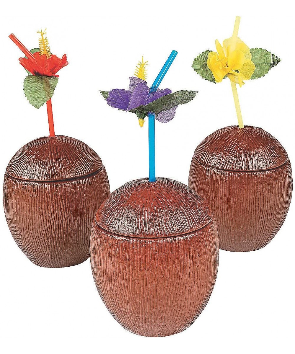 Coconut Cups Plastic for Party - Party Supplies - Drinkware - Sipper & Molded Cups - Party - 12 Pieces - CA118G1U7OV $18.14 P...