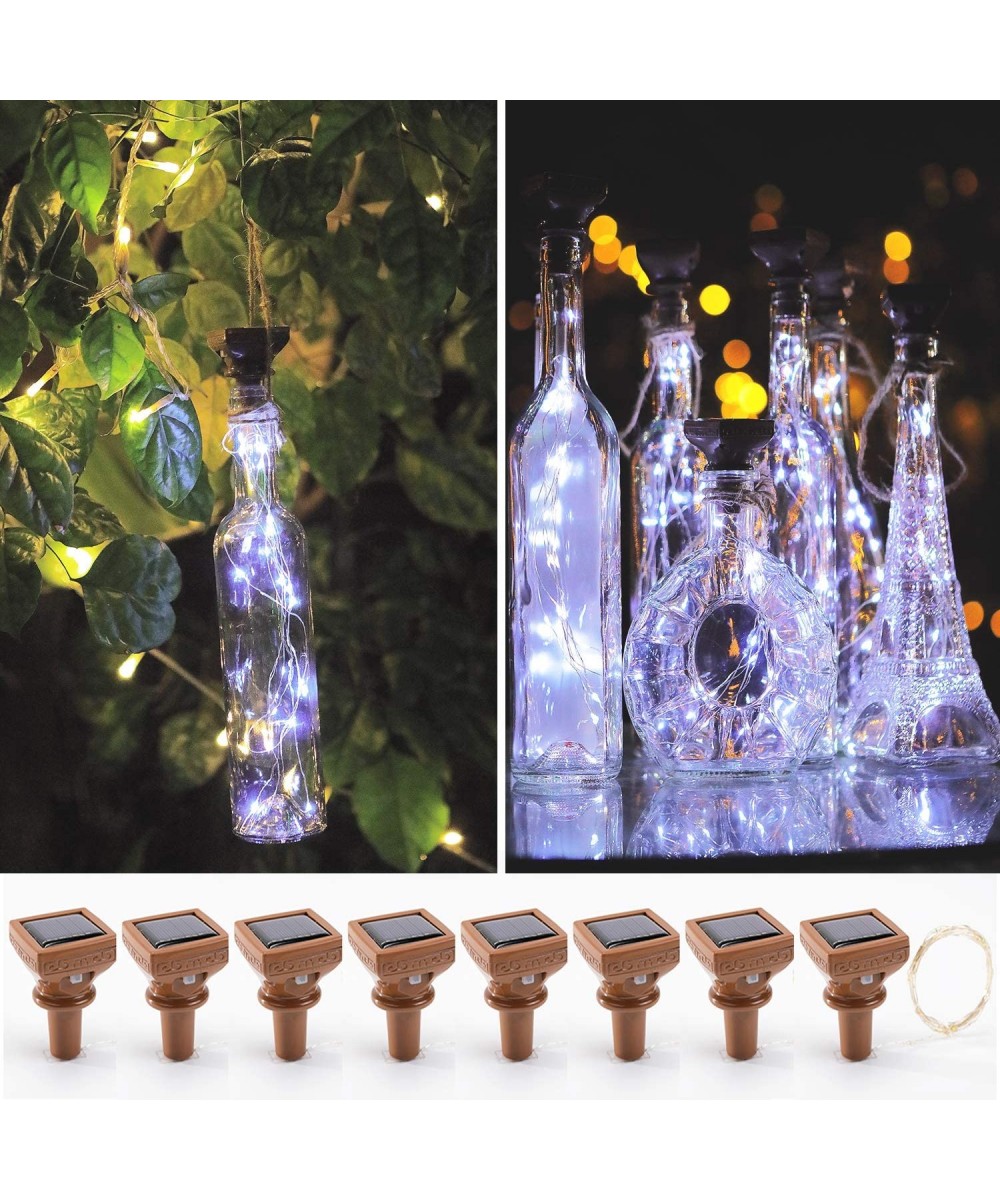 8 Pack Solar Powered Wine Bottle Lights 20 LED Waterproof Bottle Lights Fairy Cork String Craft Lights for Wine Bottles Garde...