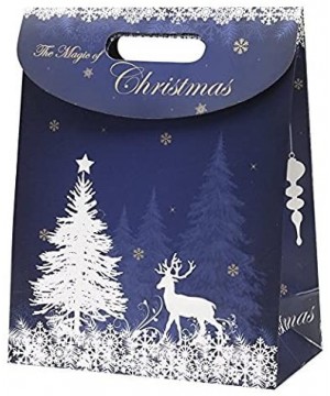 Medium Christmas Fold Over Gift Bags with Handles 12 Pack 4 Assorted Holiday Designs for Easy Wrapping Kids Presents Prizes &...