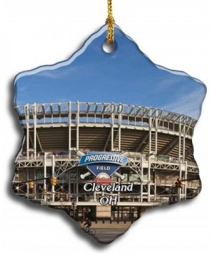 Cleveland Progressive Field Ohio USA America Christmas Ceramic Ornament Xmas Tree Decor Souvenirs Double Sided Snowflake Porc...