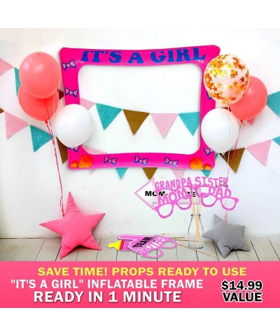 It's a Girl Baby Shower Photo Booth Props with Inflatable Picture Frame Included - NO DIY Required Attached to The Stick - Ba...