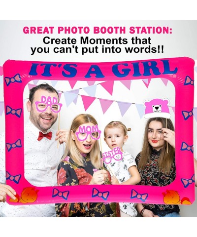 It's a Girl Baby Shower Photo Booth Props with Inflatable Picture Frame Included - NO DIY Required Attached to The Stick - Ba...