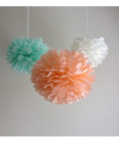 Baby Shower Decorations Bridal Shower Decorations Mint Green Peach Cream Paper Fan Tissue Pom Pom Bridal Shower Birthday Deco...