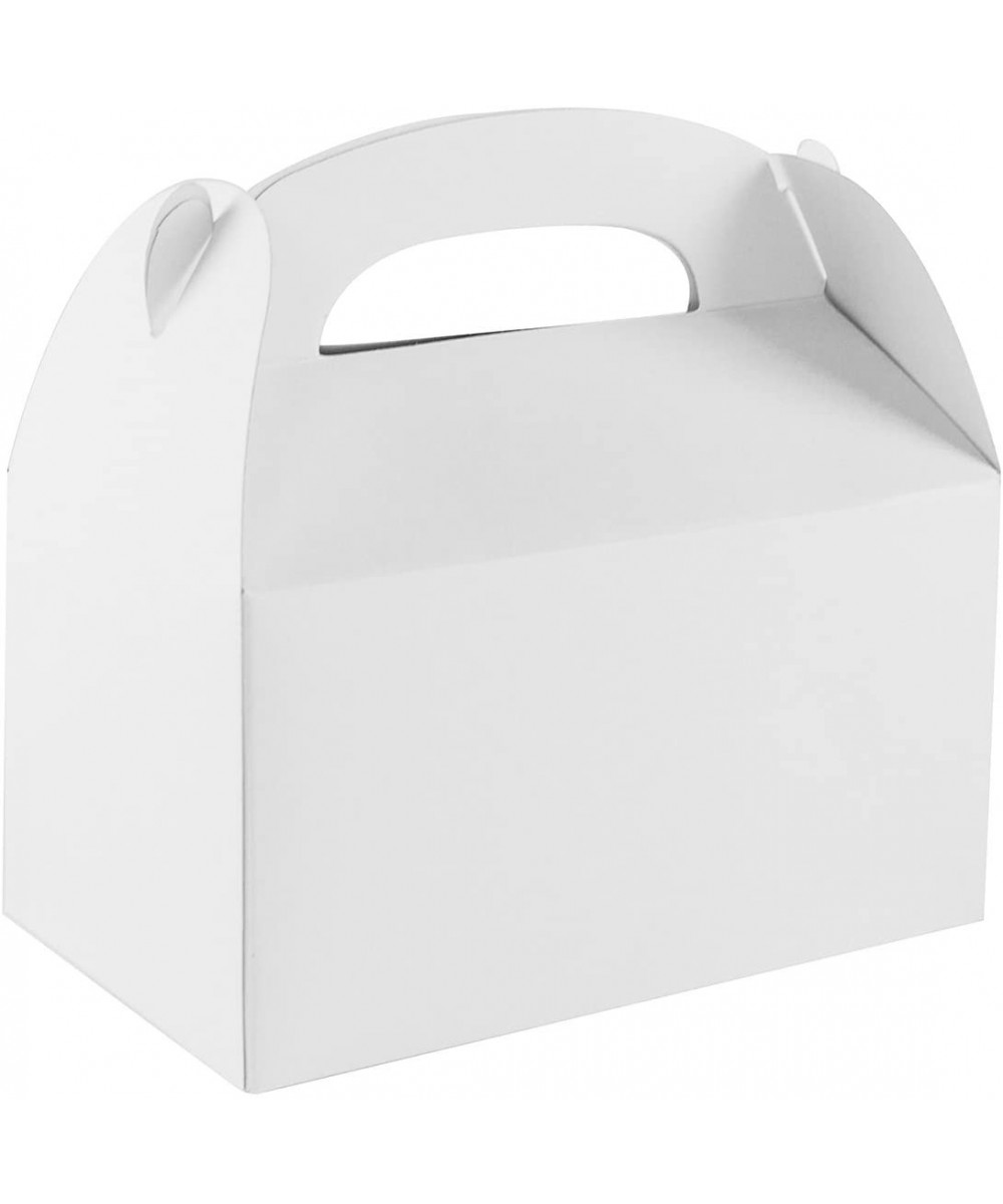 Blank White Color Treat Gift Paper Cardboard Boxes with Handles for Arts & Crafts Candy Goodie Bags- Picnic Snacks- Birthday ...