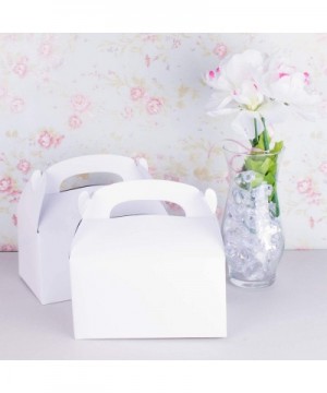 Blank White Color Treat Gift Paper Cardboard Boxes with Handles for Arts & Crafts Candy Goodie Bags- Picnic Snacks- Birthday ...