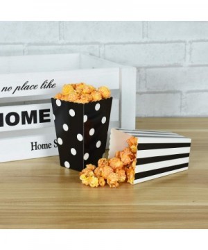 45 Pcs Black Gold Popcorn Boxes Cardboard Candy Container Classic Include 3 Patterns Stripe- Ripple- Polka Dot for Movie Nigh...