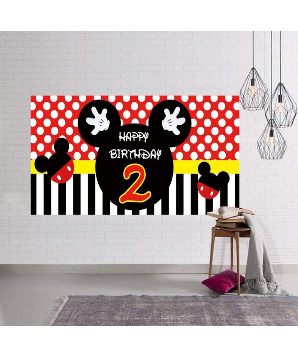 Mickey Mouse Photography- Mickey Mouse 2nd Birthday Backdrop- Mickey 2nd Birthday Party Supplies Decorations- Mickey Themed 2...