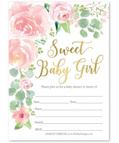 25 Floral Sweet Baby Shower Invitations- Sprinkle Invite for Girl- Coed Garden Gender Reveal Theme- Cute Watercolor Flowers D...