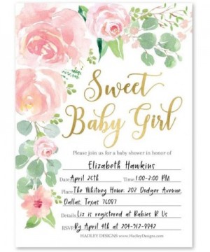 25 Floral Sweet Baby Shower Invitations- Sprinkle Invite for Girl- Coed Garden Gender Reveal Theme- Cute Watercolor Flowers D...