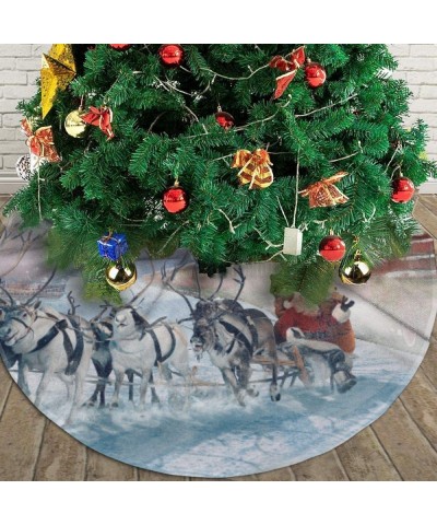 Polar Express Reindeer Chariot Santa Gifts Christmas Tree Skirt Gorgeous for Xmas Party Ornaments Decoration Accessory Gift -...