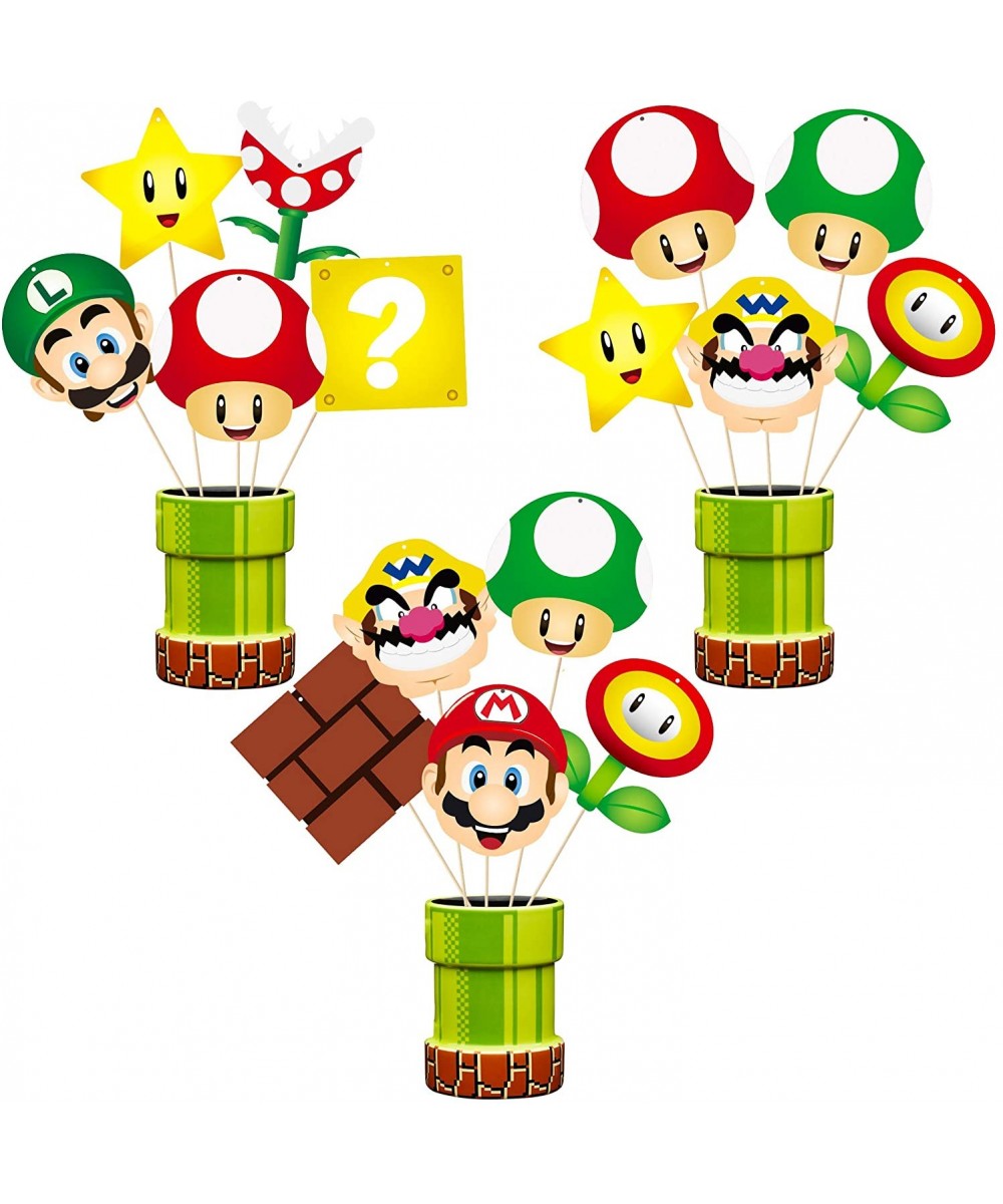 30Pcs Mario Brothers Centerpiece Kit Table Toppers- Luigi Paper Card Centerpiece for Party Decorations Wario Table Toppers Pa...