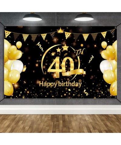 40th Birthday Party Decorations- Extra Large 73"x43" for 40th Anniversary Party Decoration Supplies - Black and Gold Birthday...