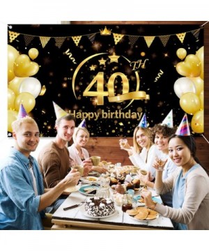 40th Birthday Party Decorations- Extra Large 73"x43" for 40th Anniversary Party Decoration Supplies - Black and Gold Birthday...