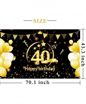 40th Birthday Party Decorations- Extra Large 73"x43" for 40th Anniversary Party Decoration Supplies - Black and Gold Birthday...