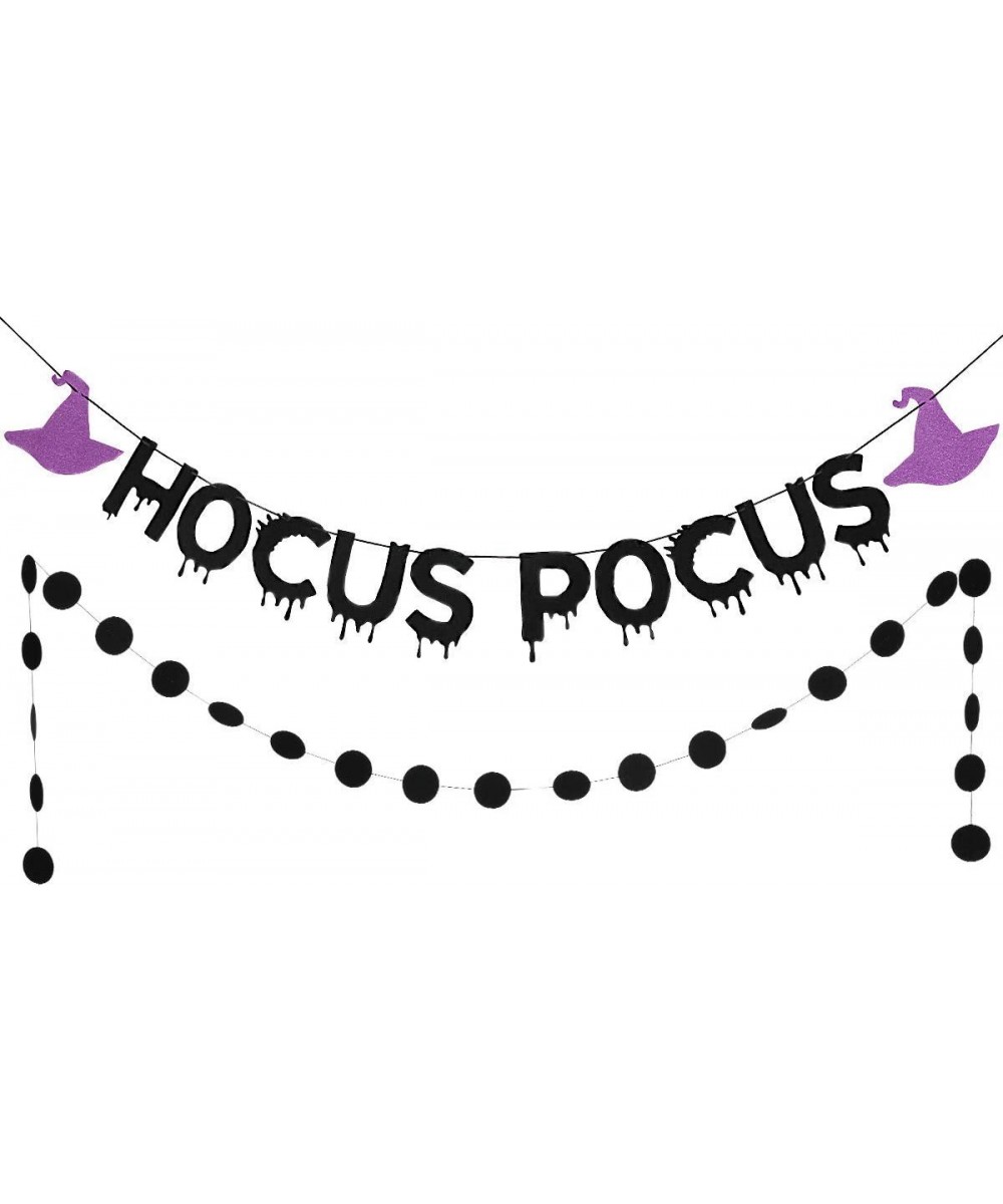 Hocus Pocus Banner and Black Glittery Circle Dots Garland- Halloween Party Decorations-Witch Party Supplies-Hocus Pocus Decor...