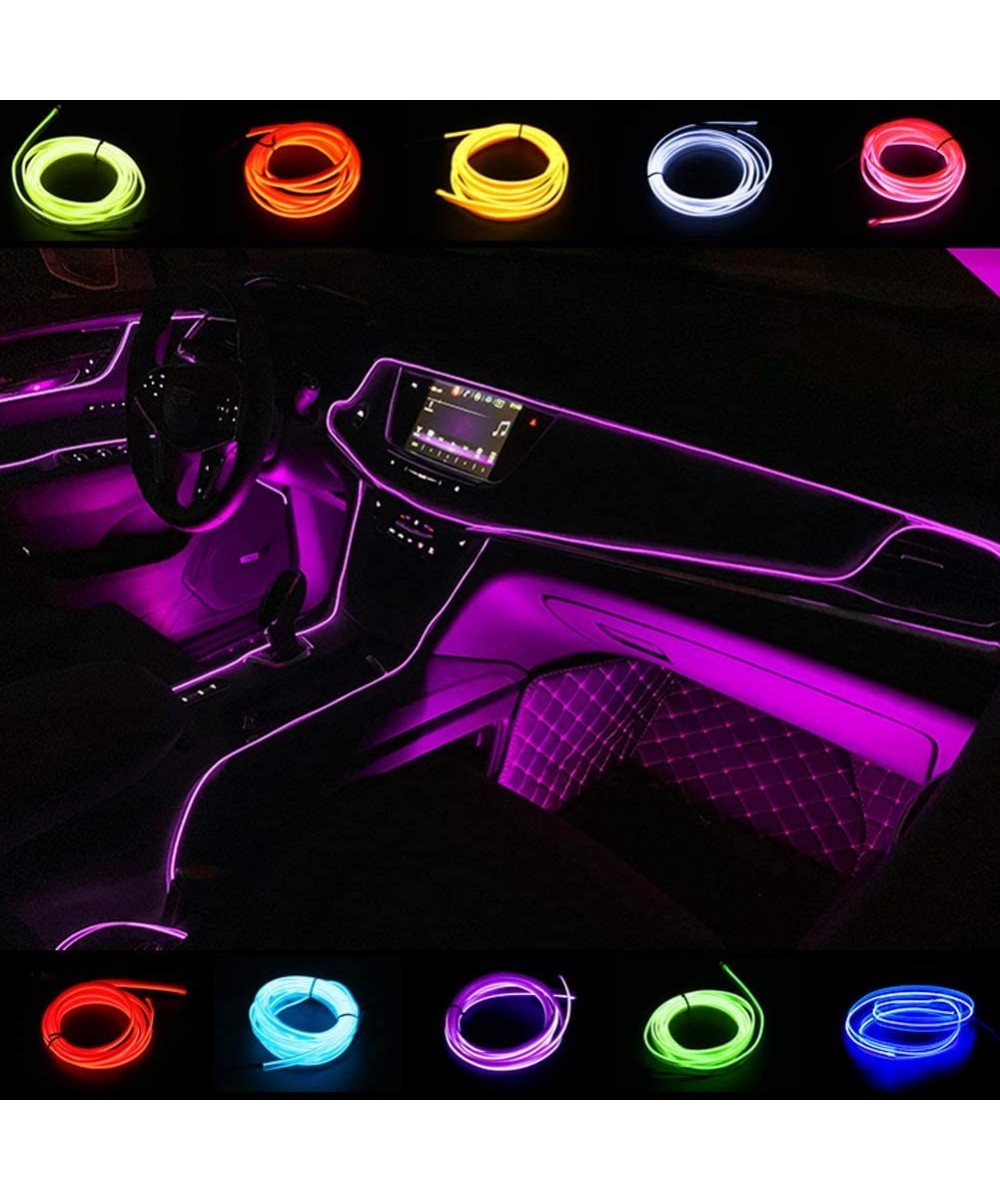 2M/6FT Car Strip Light USB Neon Lights El Wire for Cars Costume Cosplay Festival Decoration(2m-USB-Purple) - Purple - CM190T5...